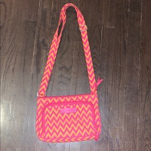 Vera Bradley Pink and Orange Chevron Crossbody Bag
